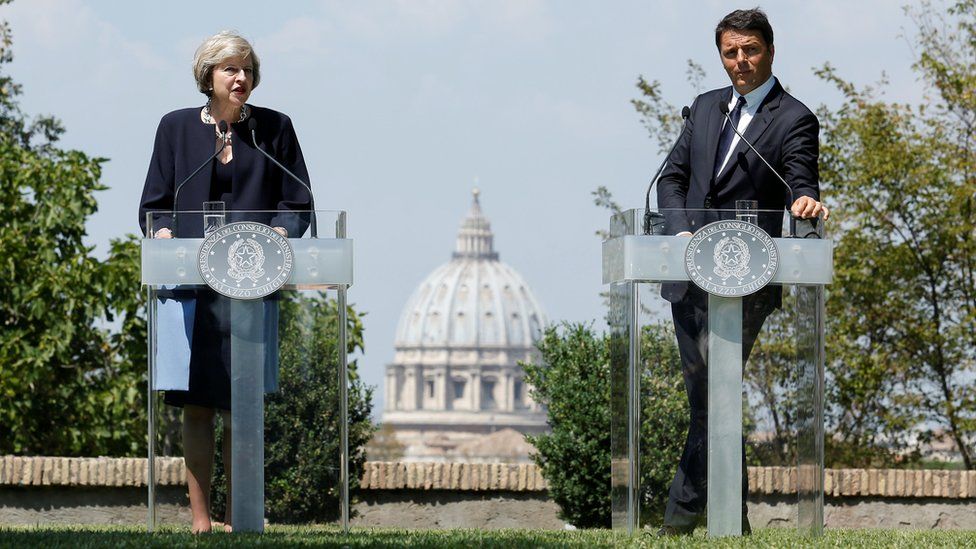 Theresa May and Matteo Renzi