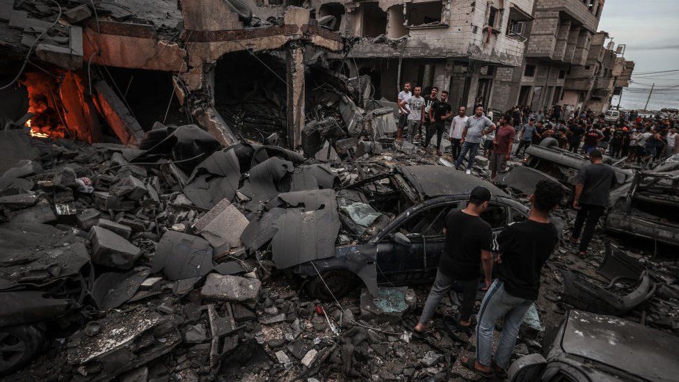 A view of debris after Israeli airstrikes in Gaza