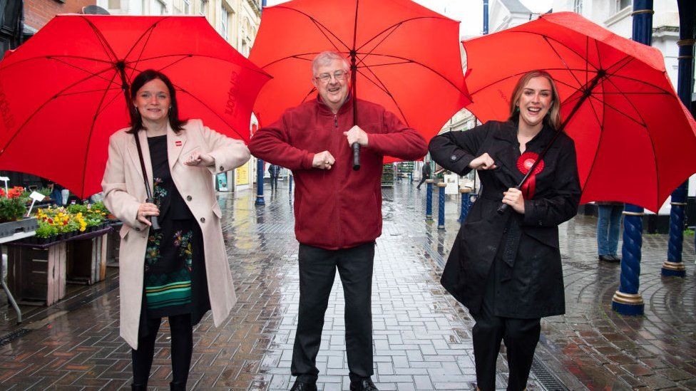 Mark Drakeford, Buffy Williams and Sarah Murphy