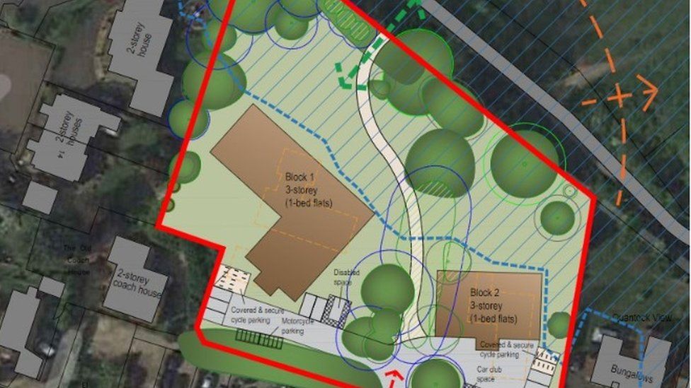 Map showing plans for new flats