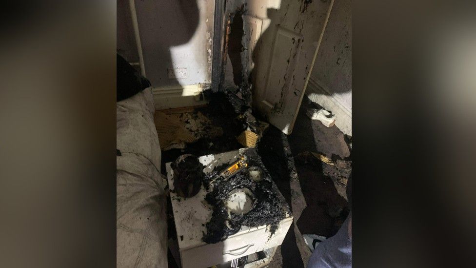 Fire damage to bedroom