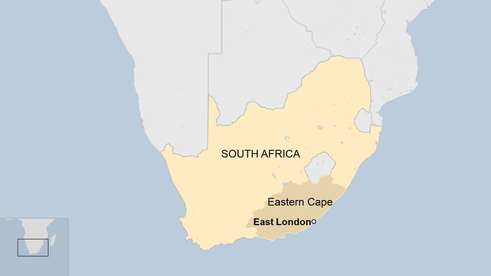 East London, South Africa map.