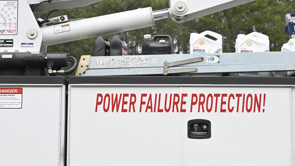 a truck at the scene of an attack on the power grid in Moore County, North Carolina