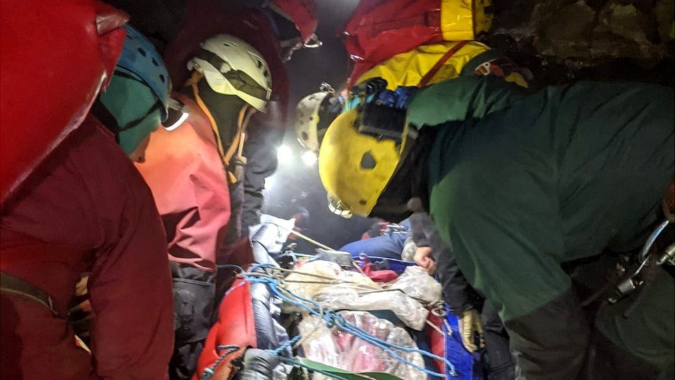 Pictures of the rescue inside the cave