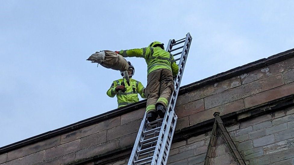 Firefighters at church