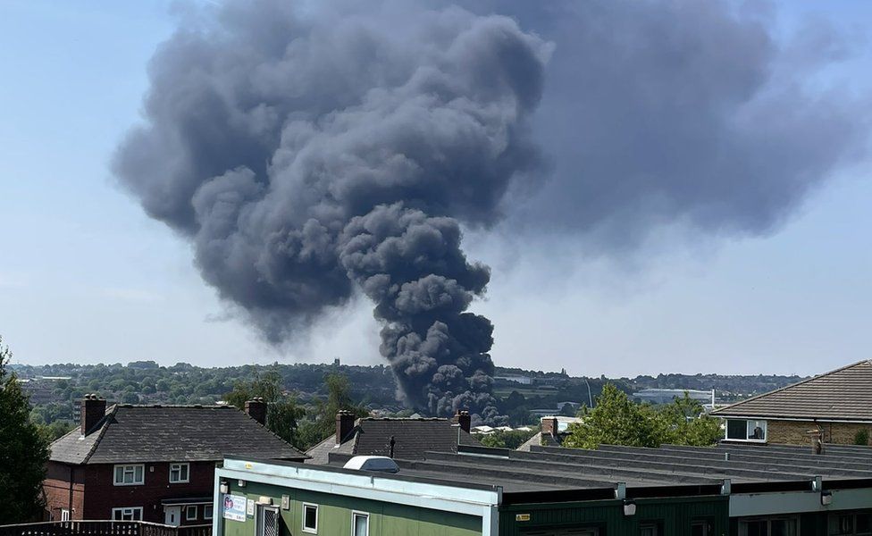 Plumes of smoke in Leeds