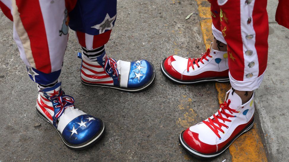 Clowns shoes are seen during Peru's Clown Day celebrations in Lima, Peru May 25, 2018