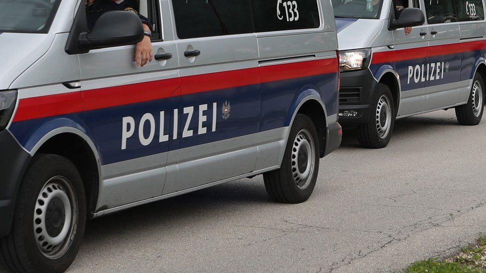 Австрийские полицейские фургоны в Каринтии (изображение файла)