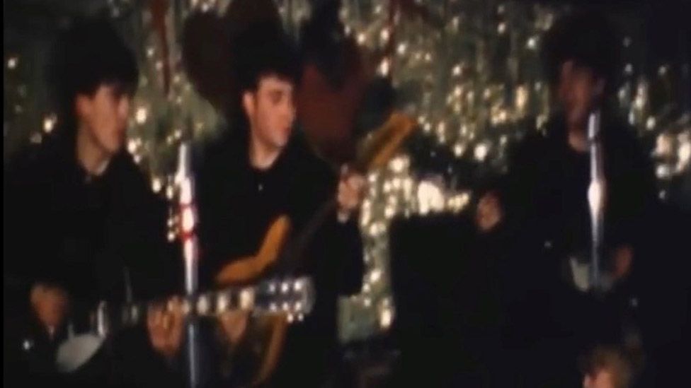 Still from The Beatles performing at St Paul's Presbyterian Church Hall in Birkenhead in February 1962