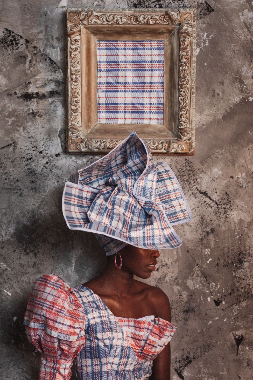 Model in Ghana Must Go fabrics