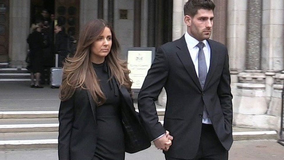 Ched Evans and his girlfriend leave court