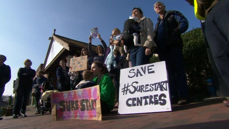 Protesters outside Lyndhurst Community Centre