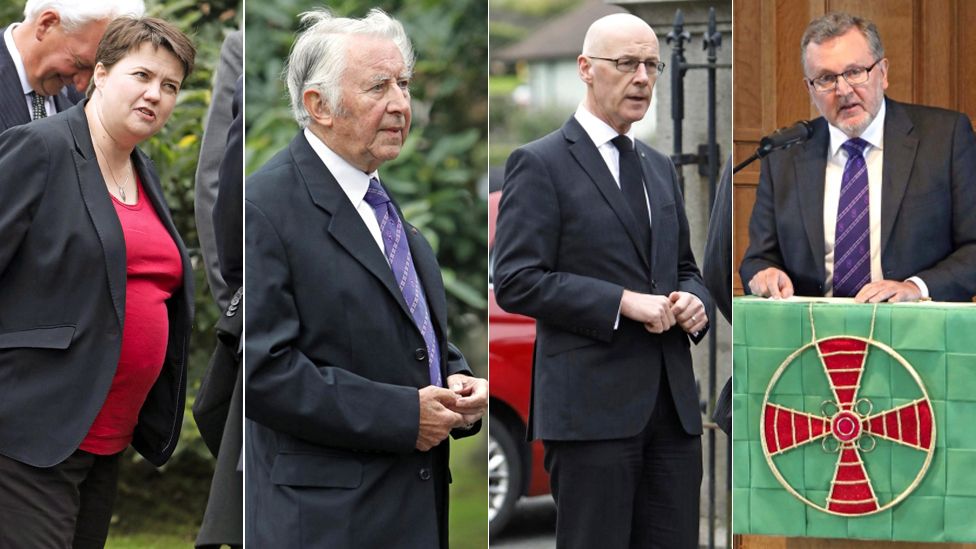 Ruth Davidson, Lord Steel, John Swinney, and David Mundell attended the service