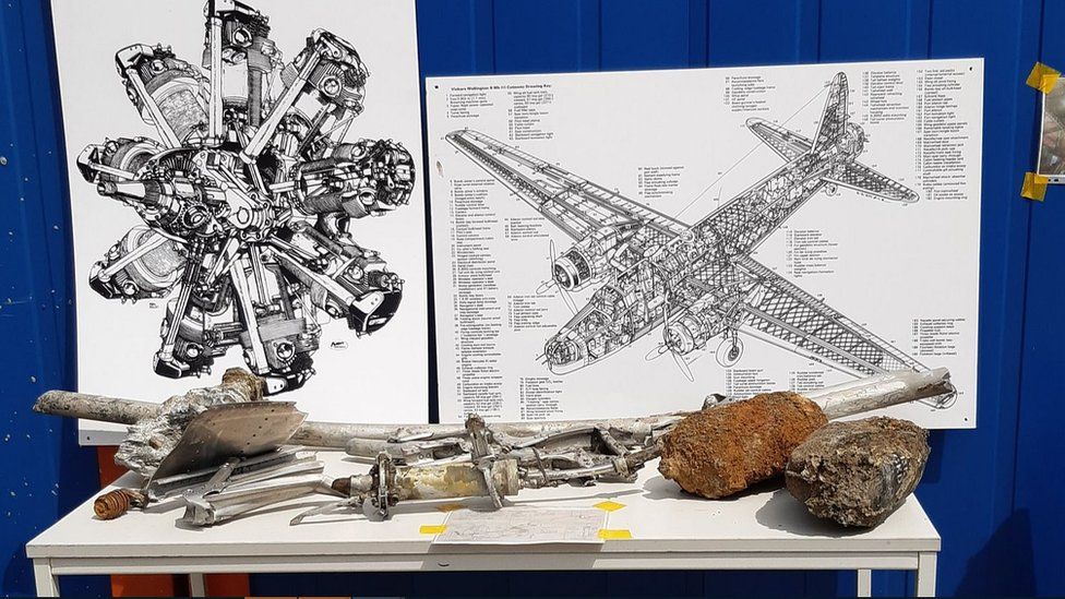 Debris from the Bristol Pegasus engines at crash site, 3 Jun 21