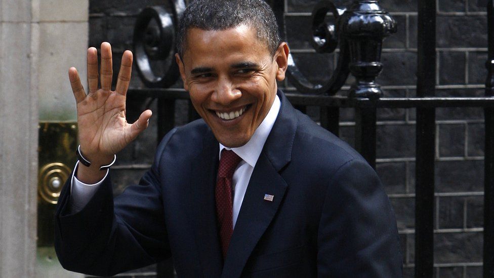 Barack Obama in Downing Street in 2008