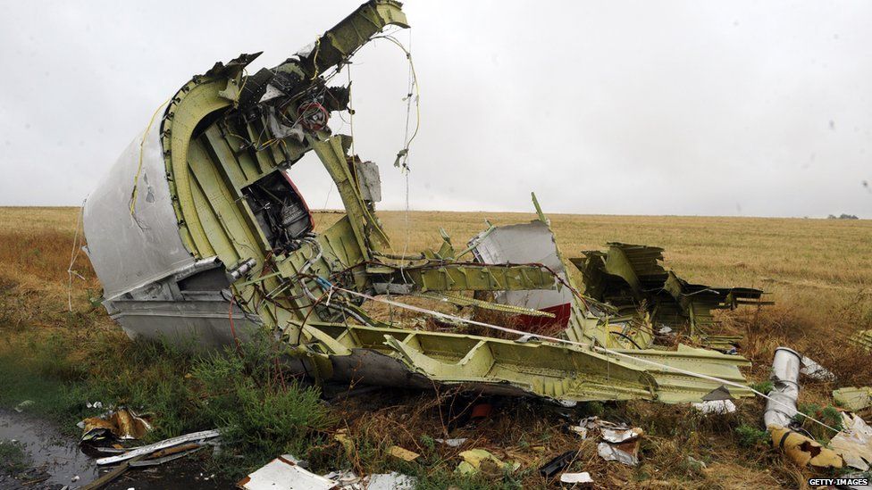 A photo taken on September 9, 2014 shows part of the Malaysia Airlines Flight MH17 at the crash site in the village of Hrabove (Grabovo), some 80km east of Donetsk.