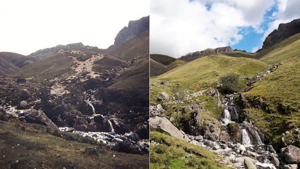 Before and after of Brown Tongue, Scafell
