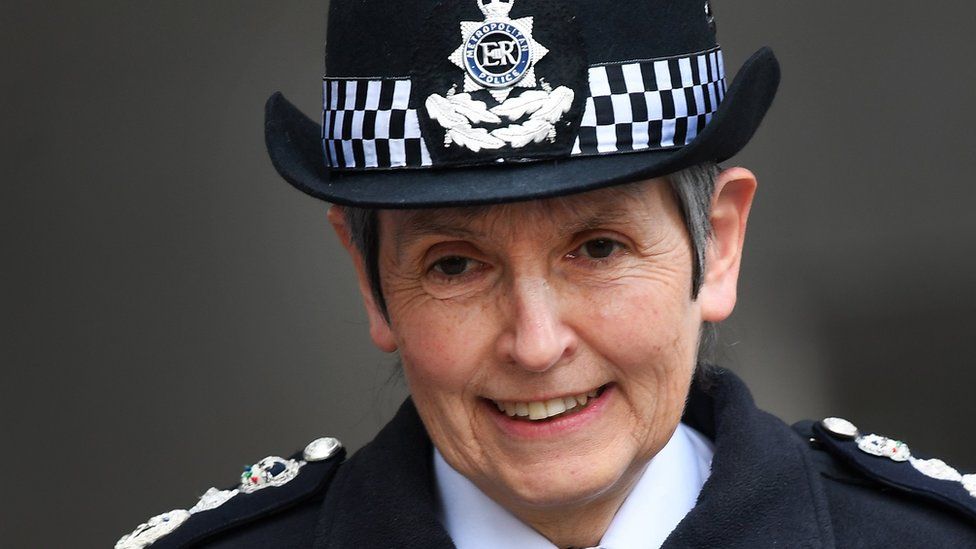 Met Police Chief Cressida Dick leaves the BBC studios in London on Thursday