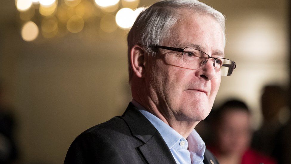 The Honourable Marc Garneau, Minister of Transport, speaks to the media while he and his cabinet take part in a two-day Liberal retreat in Calgary, Alberta, Canada January 24, 2017.