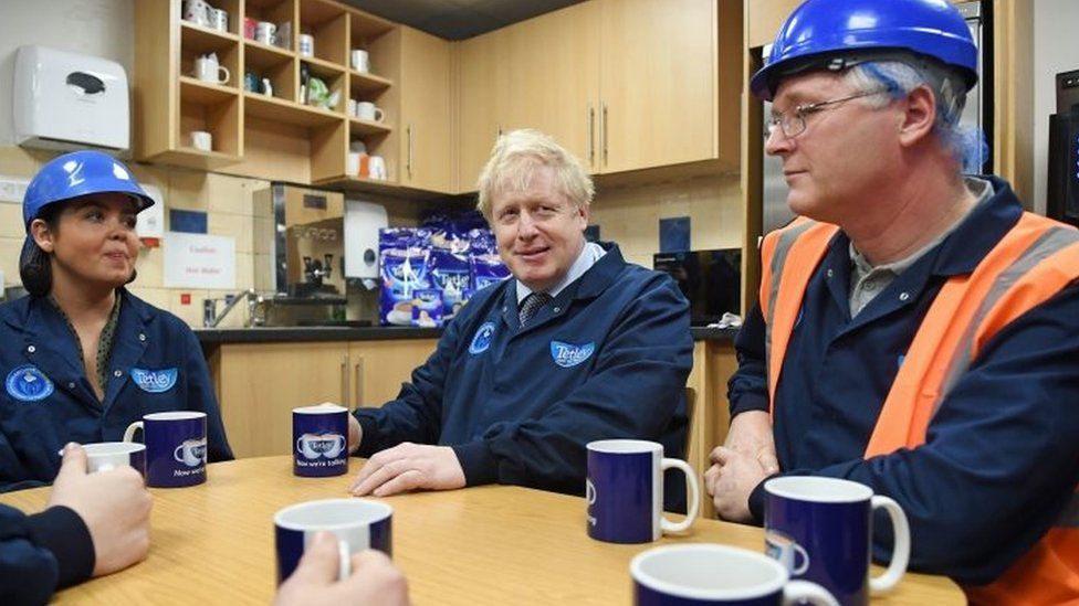 Boris Johnson visits a factory