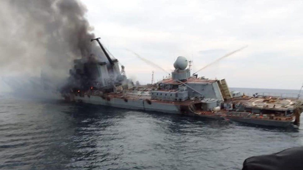 Ukraine War Dramatic Images Appear To Show Sinking Russian Warship Moskva Bbc News