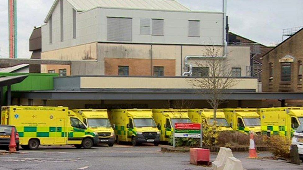Ambulances outside Morriston Hospital this week