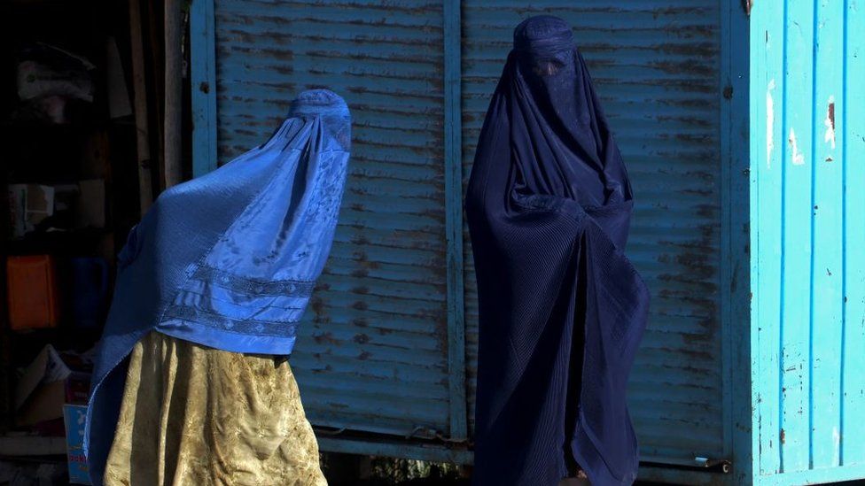 Women wearing burqas in the Badakhshan province