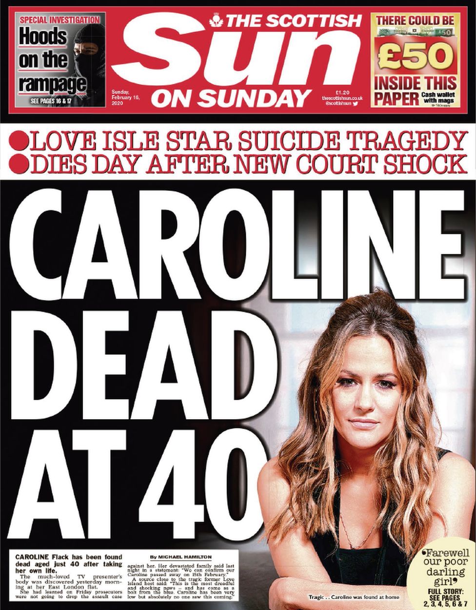 Scotland's papers: Caroline Flack death and COP26 security breach - BBC ...