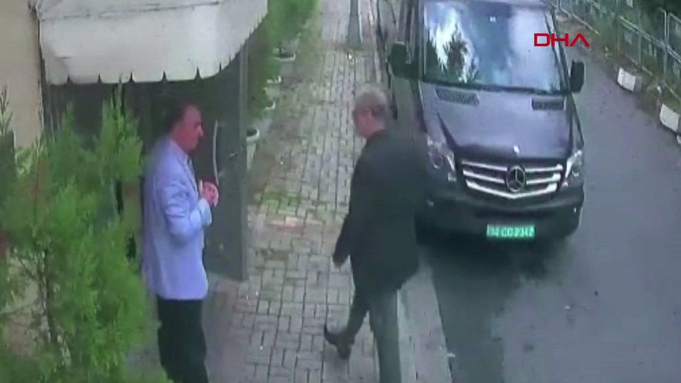 CCTV still showing Jamal Khashoggi entering the Saudi consulate on 2 October
