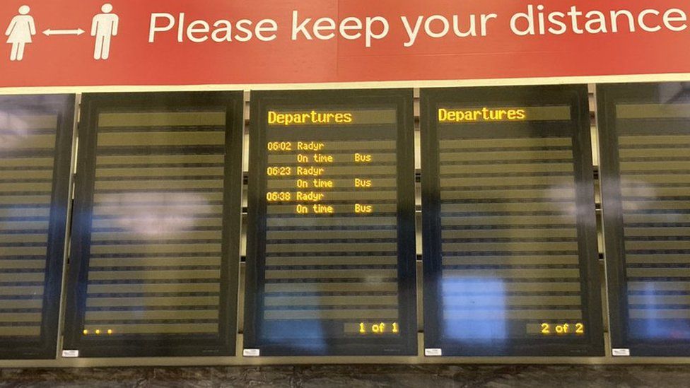 Departures board at station