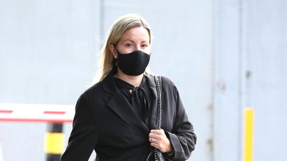 Teacher Kandice Barber, then 35, arrived at Aylesbury Crown Court, Buckinghamshire with a black face mask on