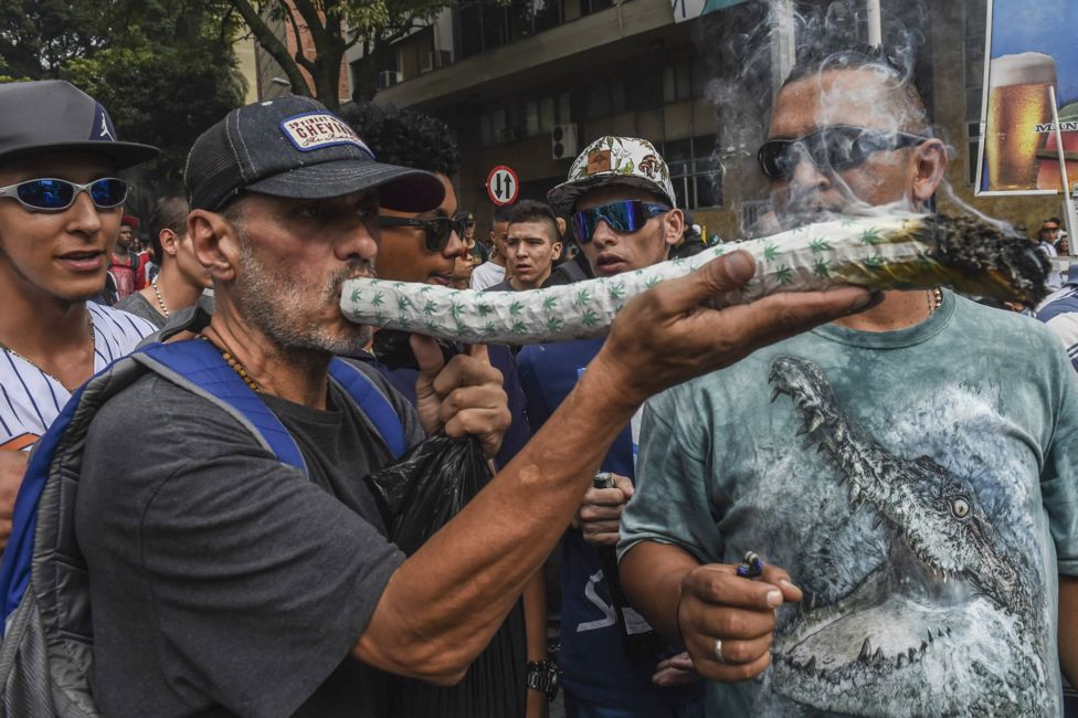 A man smokes