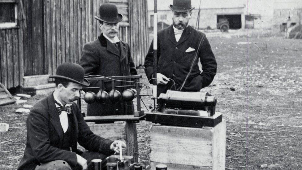 Marconi's equipment being examined