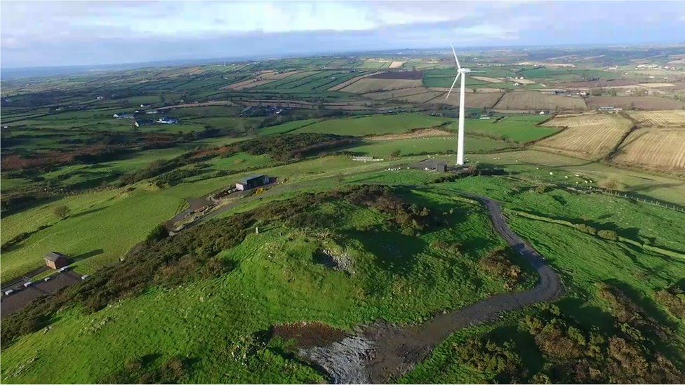 The wind turbine outside Rathfriland, County Down