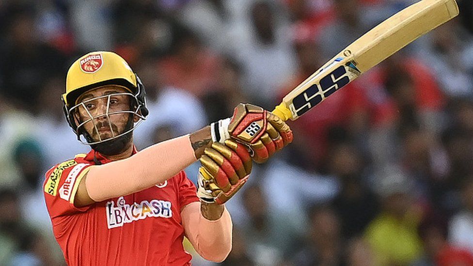 Jitesh Sharma plays a shot during the IPL match between Punjab Kings and Royal Challengers Bangalore in Mohali on April 20
