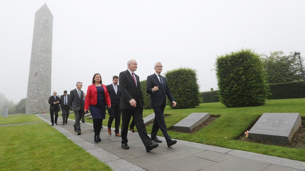 Martin McGuinness at the Island of Ireland Peace Park at Messines with Flanders Prime Minister Geert Bourgeois