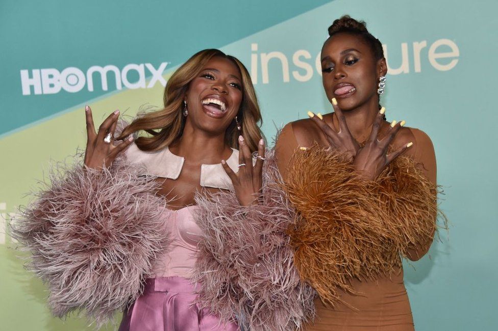 Yvonne Orji (L) and Issa Rae on the red carpet.