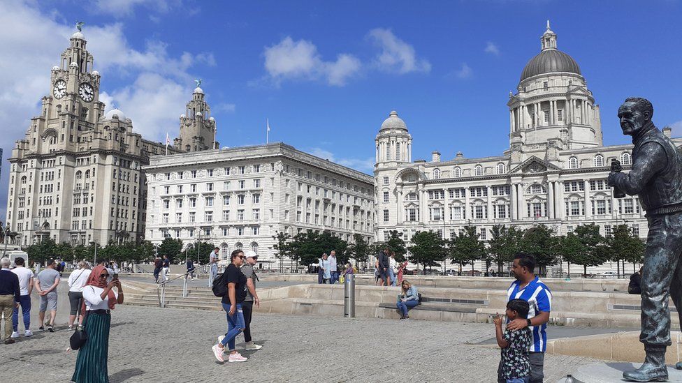 visitors at Liverpool's waterfront