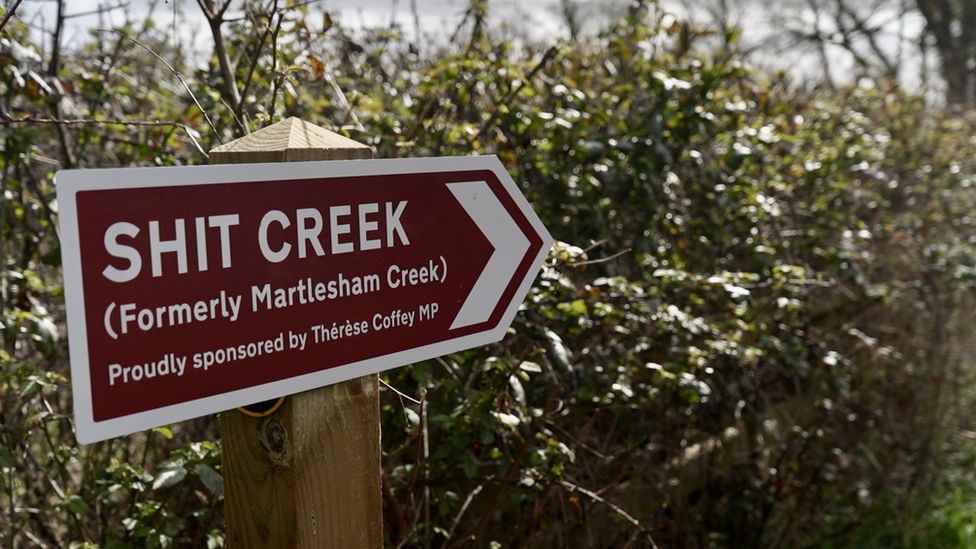 Sign that says "SHIT CREEK"