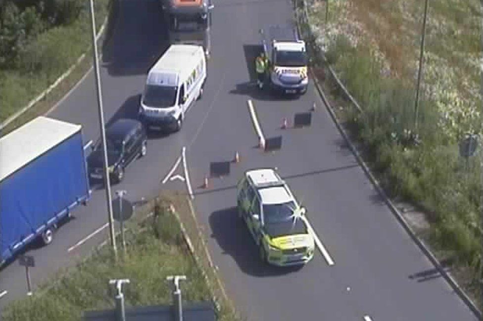 Slip road heading on to M1 at junction 23 near Shepshed, Leicestershire