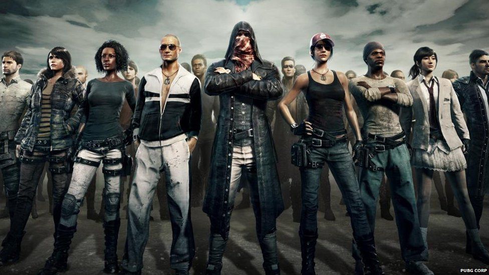 PUBG characters standing in a line