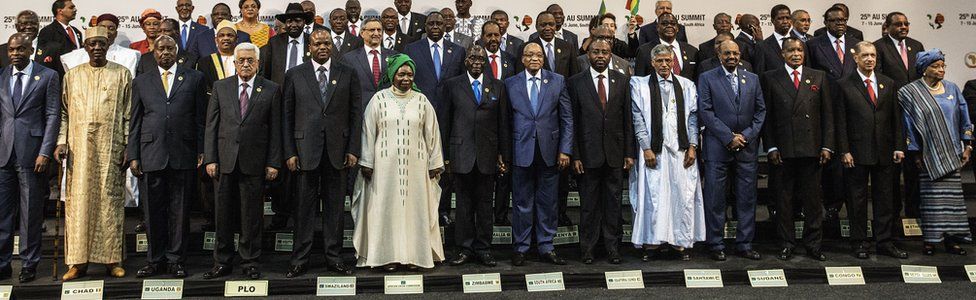 African leaders at an African Union summit in South Africa - June 2015