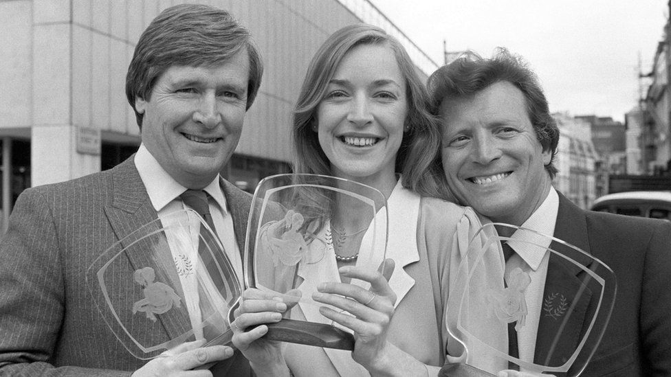 William Roache with co-stars Anne Kirkbride and Johnny Briggs in 1983