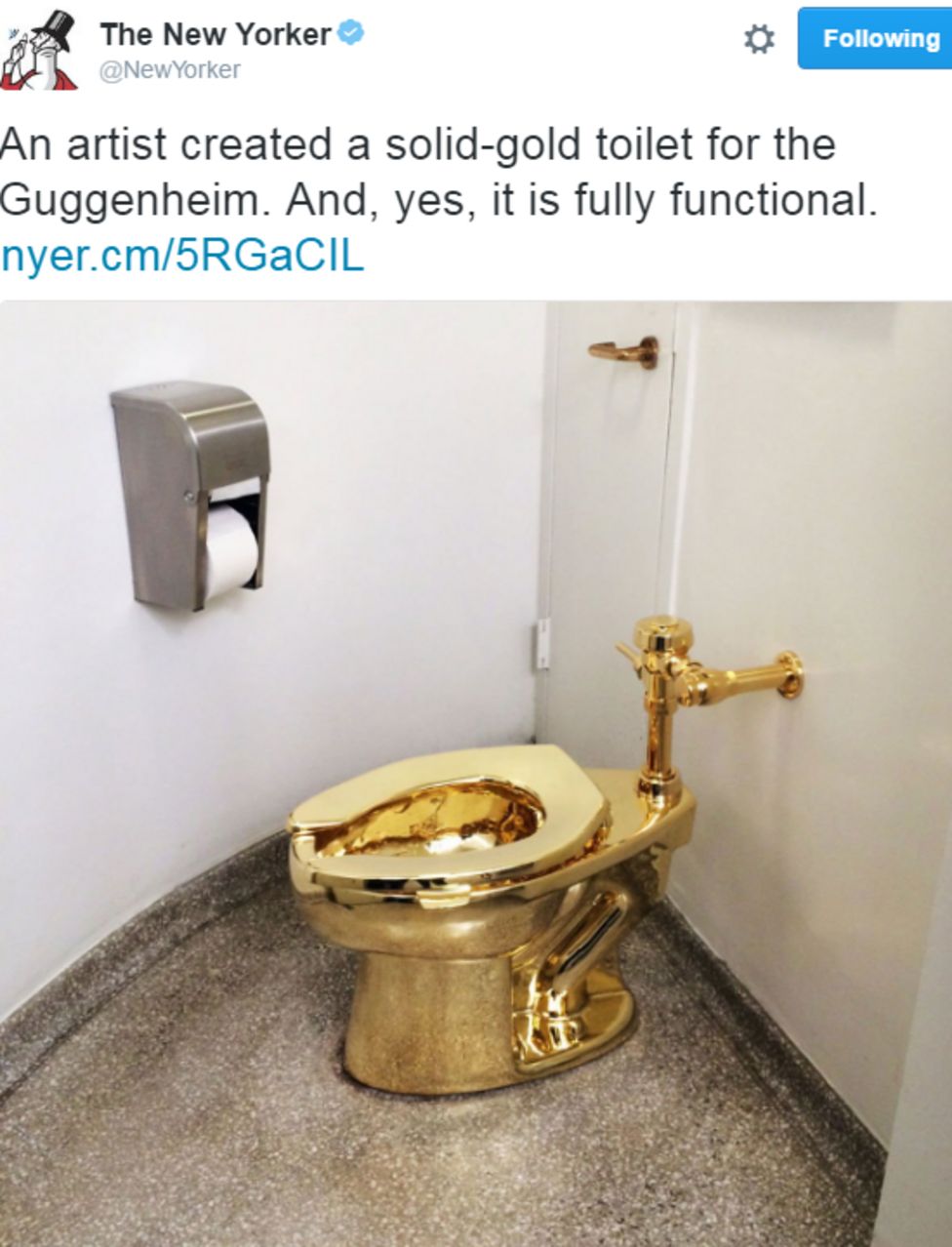 Guggenheim Museum's 18-karat gold toilet to open to public - BBC News