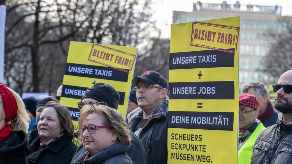 German Uber protesters