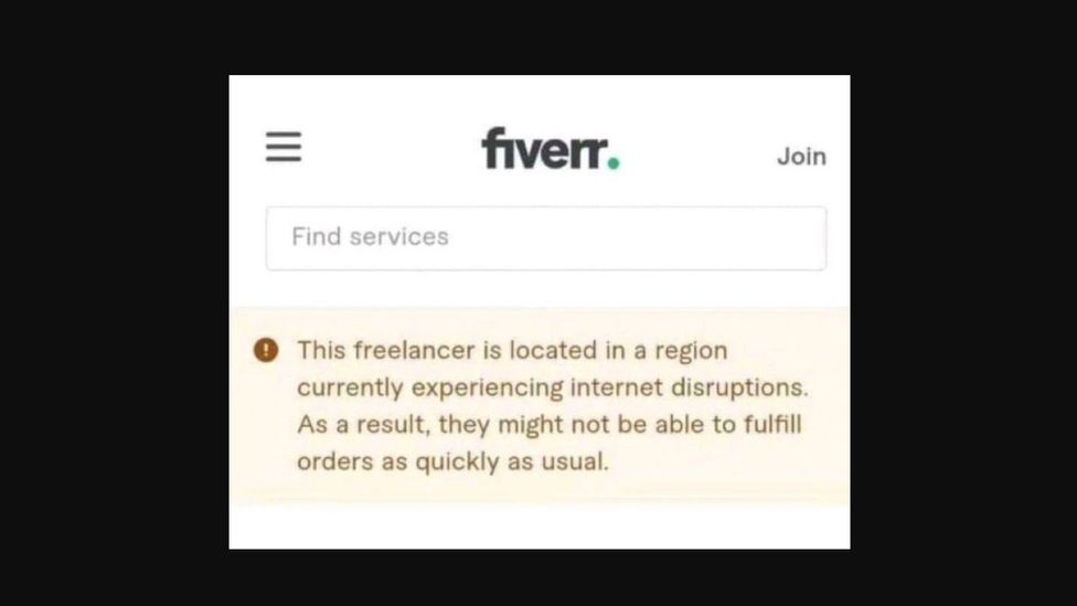 A screenshot of a message viewed by Fiverr users in Pakistan blocked from accessing the jobs site