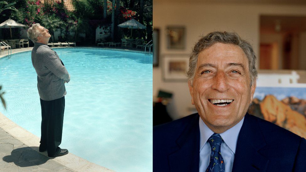 Two celebrities he photographed for magazines were singer-songwriter Randy Newman (left) and singer Tony Bennett