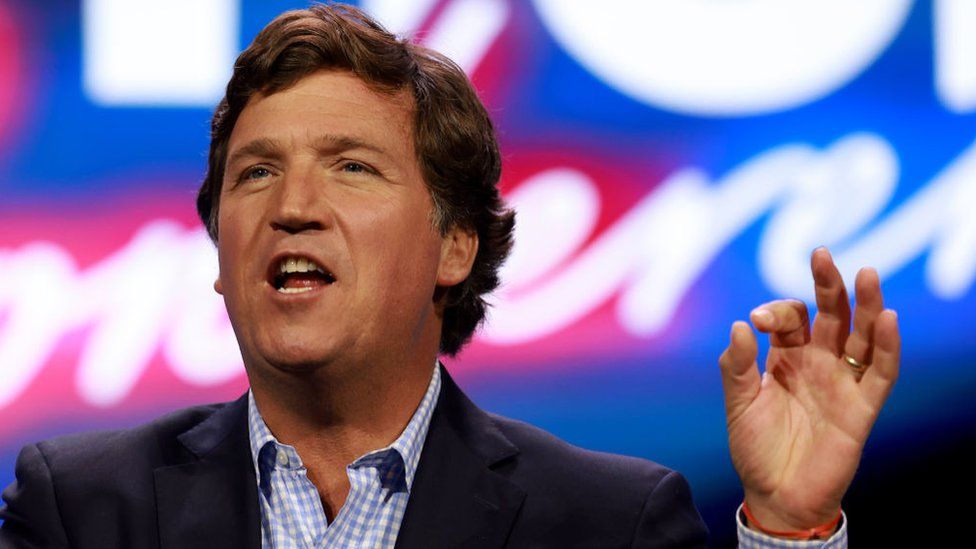 Tucker Carlson speaks at the Turning Point Action conference on July 15, 2023 in West Palm Beach, Florida