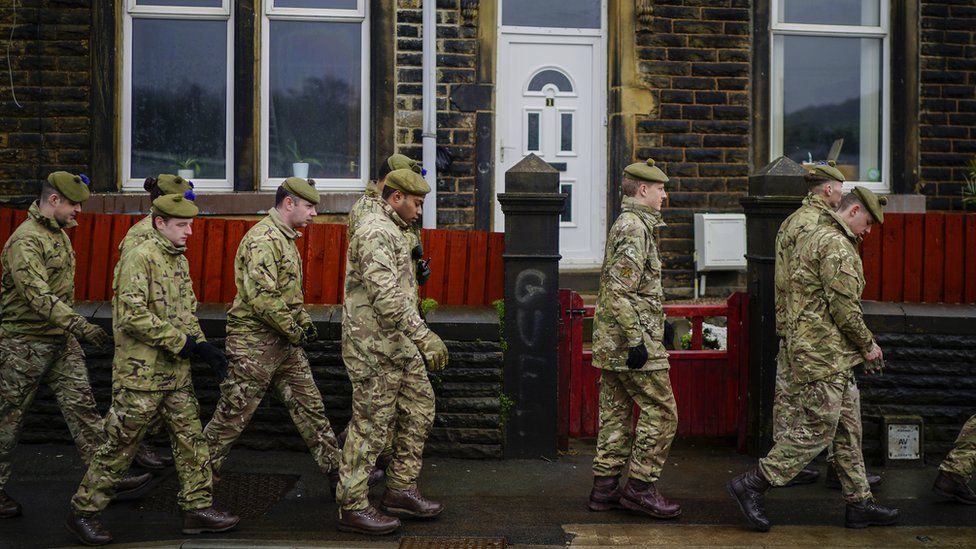 Soldiers arrive in Calderdale, West Yorkshire