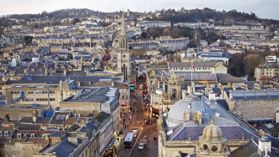 Aerial picture of Bath city centre